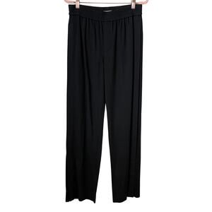 Vince Pants Medium Black Wide Leg Pull‎ On Quiet Luxury Minimalist Zipper Ankle